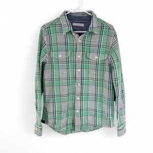 Outerknown Blanket Shirt Mens Medium Green Plaid Button Up Shacket Outdoor